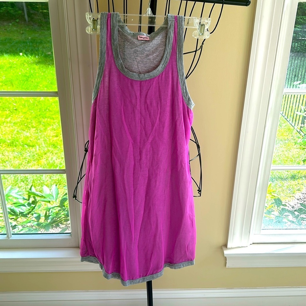🌿Splendid girls causal pink tank dress with grey accents, size 12🌿